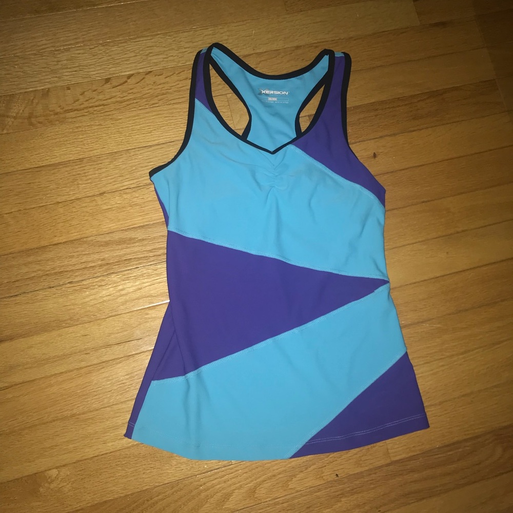 Purple and blue workout tank